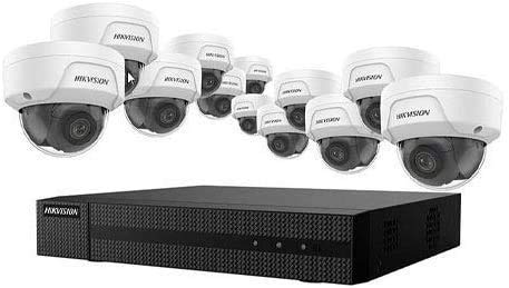Hikvision EKI-K164D412 Kit w/ 4TB HDD, 16 Channel PoE 4K NVR with (12) 2.8mm 4MP PoE Outdoor Network Dome Cameras, 3-axis Adjustment, IP67/IK10 (Renewed)