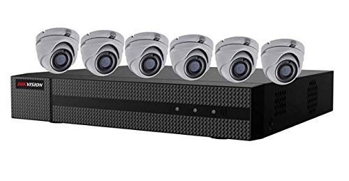 Hikvision EKT-K82T26 Kit, 8 Channel DVR with 2TB HDD & 6 TurboHD ECT-T12F2 2MP IR Outdoor Cameras, (2.8 mm Fixed Lens), BNC Connection (Renewed)