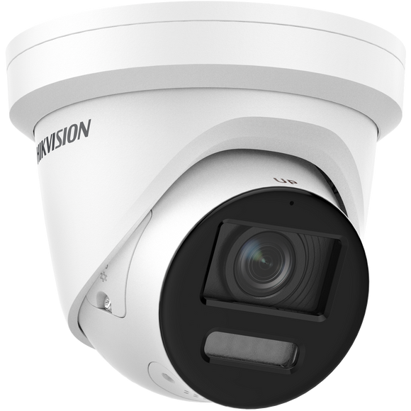 Hikvision DS-2CD2387G2-LSU/SL 8MP 4K ColorVu Outdoor Dome IP Camera w/ 2.8mm Lens, 24/7 Color, Strobe Light + Audible Alarm, Audio, H.265+, IP67, 12VDC/PoE (Renewed)
