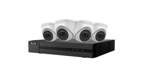 HiLook by Hikvision IK-4142TH-MH/P 2MP PoE Kit 4 Channel PoE NVR + (4) 2MP Turret Cameras w/ 2.8mm Lens + 1TB HDD (Renewed)