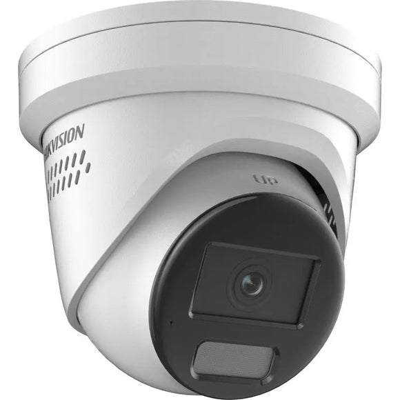 Hikvision DS-2CD2347G2-LSU/SL 4MP ColorVu Outdoor Dome IP Camera w/ 2.8mm Lens, 24/7 Color, Strobe Light + Audible Alarm, Audio, H.265+, IP67, 12VDC/PoE (Renewed)
