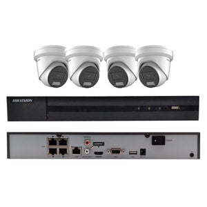 Hikvision EKI-K41T44 Hybrid Light Kit 4 Channel NVR W/ 2TB HDD, 4x 4MP Outdoor IP Cameras (Renewed)