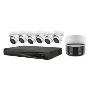 Hikvision EKI-K82T47 4K Kit 8 Channel PoE NVR w/ 2TB HDD, 6 x 4MP Outdoor Turret Cameras, 4MP Panoramic Camera (Renewed)