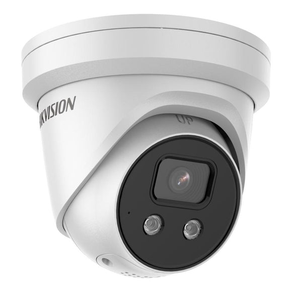 Hikvision DS-2CD2346G2-ISU/SL 4MP Turret IP Camera 2.8mm Lens, Strobe Light and Audible Warning, Built-in Mic/Speaker (Renewed)