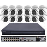 Hikvision EKI-K164T412 Hybrid Light Kit 16 Channel NVR W/ 4TB HDD, 12x 4MP Outdoor IP Cameras (Renewed)