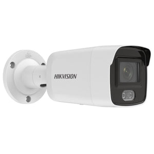Hikvision DS-2CD2047G2-LU 4MP ColorVu Outdoor Bullet IP Camera w/ 2.8mm Lens, Built-in Mic, H.265+, IP67, 12VDC/PoE (Renewed)