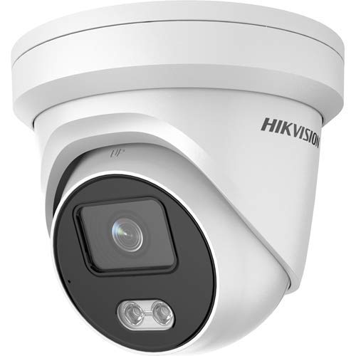 Hikvision DS-2CD2327G1-LU 2MP ColorVu Network Turret Camera w/ 4mm Lens, 24/7 Full Time Color, Built-in Microphone, IP66 Weatherproof Rated, 12VDC/PoE (Renewed)