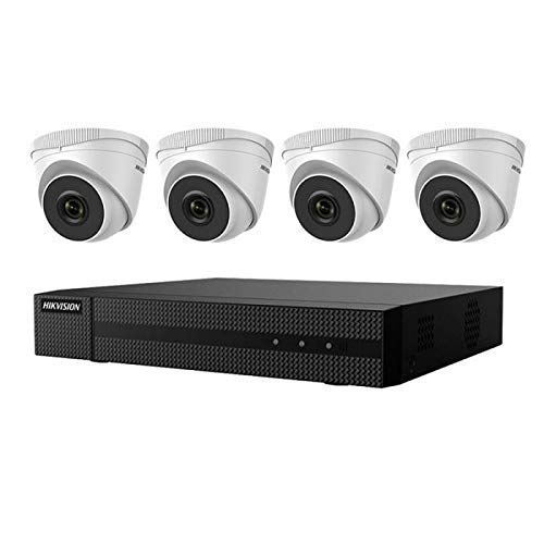 Hikvision EKI-Q41T44 Kit w/ 1TB HDD, 4 Channel PoE NVR & (4) 4MP Outdoor Turret Network Cameras 2.8mm Lens, (Renewed)