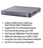 Hikvision DS-7216HUI-K2/P Value Series TurboHD 16 Channel PoC 5MP Tribrid DVR (Optional HDD) (Renewed)