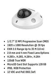 Hikvision DS-2CD2523G0-IS 2.8mm Outdoor Network Mini Dome Camera, 2MP EXIR PoE  (Renewed)