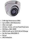 Hikvision DS-2CE56H5T-ITM 5MP Outdoor Ultra-Low Light Analog Turret Camera w/ 3.6mm Lens, EXIR up to 20m, BNC Connection, IP67 Waterproof Rated, 12VDC (Renewed)