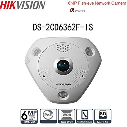 Hikvision DS-2CD6362F-IS 1.27mm Outdoor Fisheye Network Camera PoE 6MP(3072 x 2048) Panoramic 180/360 Degree IR Day/Night (Renewed)