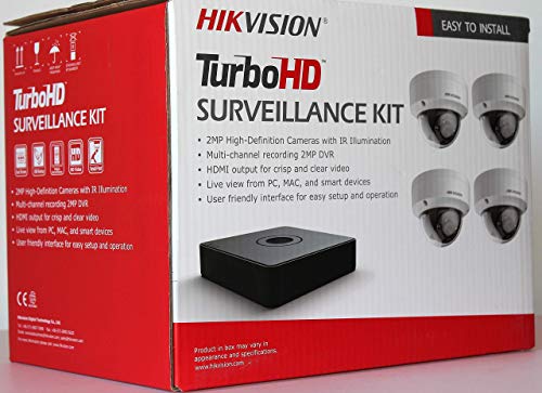 Hikvision T7104Q1TB Kit 4 Channel 1080p DVR w/ 1TB HDD and 4 1080p Outdoor Dome Cameras (Renewed)