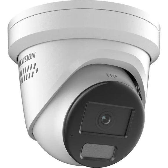 Hikvision DS-2CD2347G2-LSU/SL 4MP ColorVu Outdoor Dome IP Camera w/ 2.8mm Lens, 24/7 Color, Strobe Light + Audible Alarm, Audio, H.265+, IP67, 12VDC/PoE (Renewed)