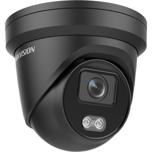 Hikvision DS-2CD2347G2-LU 4MP ColorVu 24/7 Color Network Turret Camera, White Light up to 30m(~100ft), IP67 Waterproof Rated, 12VDC/PoE (Black) (Renewed)