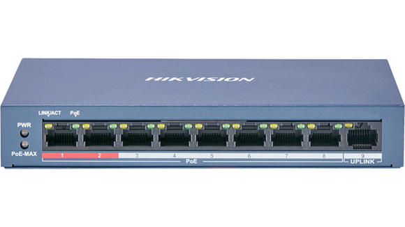 Hikvision DS-3E0109P-E/M 8 Port 100Mbps Long-Range Unmanaged PoE Switch (Renewed)