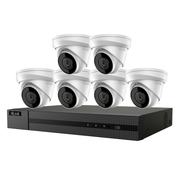 HiLook by Hikvision IK-6288TH-MH/P 4K PoE Kit 8 Channel PoE NVR + (6) 4K 8MP Turret Cameras w/ 2.8mm Lens + 2TB HDD (Renewed)