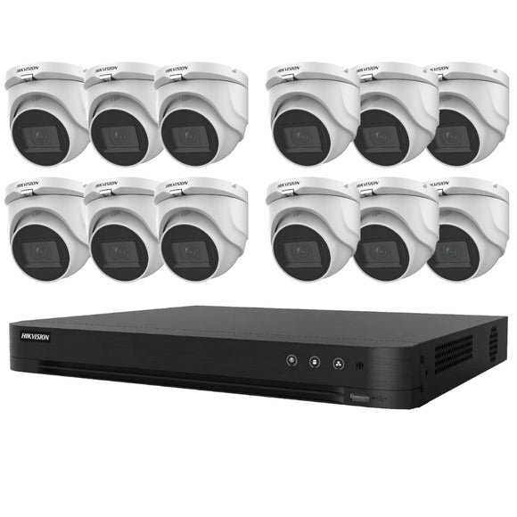 Hikvision T7216U4TA12 5MP TurboHD Kit 16 Channel DVR with 4TB HDD & (12) 5MP Turret Cameras (Renewed)