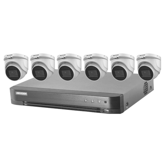 Hikvision T7208U2TA6(B) 8 Channel Performance TurboHD DVR with 2TB HDD & (6) 5MP Turret Cameras (Renewed)